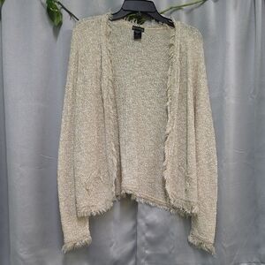 New Directions Cream Cardigan with Fringe